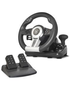 Spirit of Gamer Race Wheel Pro Negro, Plata USB Volante + Pedales Analógico Digital PC, Playstation 2, Playstation 3