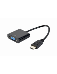 Gembird A-HDMI-VGA-04 adaptador de cable de vídeo 0,15 m VGA (D-Sub) HDMI tipo A (Estándar) Negro