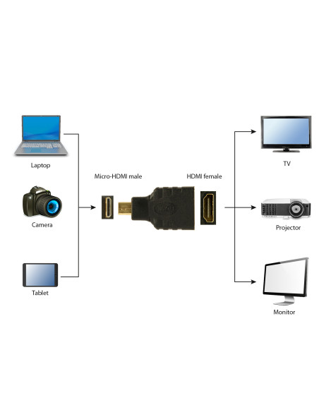 Gembird HDMI(F)-microHDMI(M) Negro