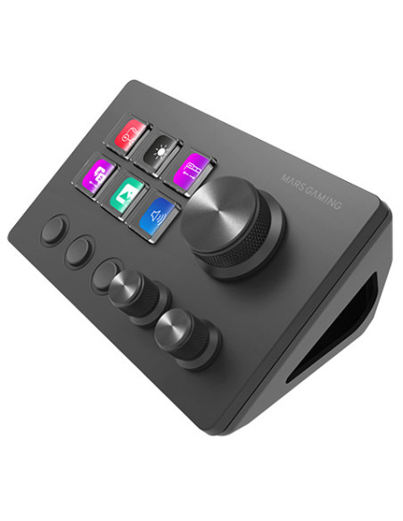 Mars Gaming MSD-TWO, Control Deck Compacto, 6 Teclas LCD Personalizables + 3 Botones, 3 Ruedas Multifuncionales, Control Deck