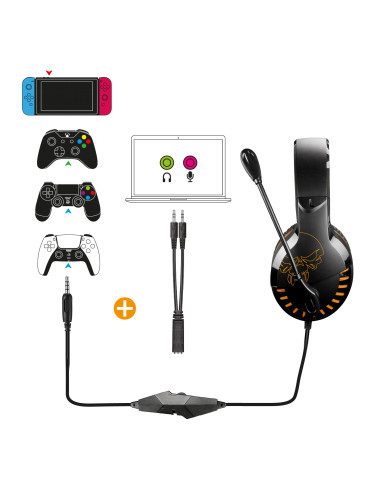 Spirit of Gamer PRO-H3 Auriculares Alámbrico Diadema Juego Negro, Naranja