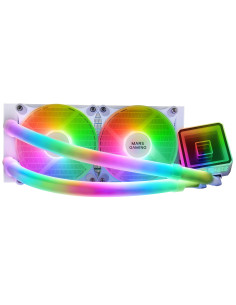 Mars Gaming ML-ULTRA240 Blanco, Refrigeración Líquida CPU, TDP 500W, Espejo Infinito, 2 Ventiladores Silenciosos FDB ARGB, 2