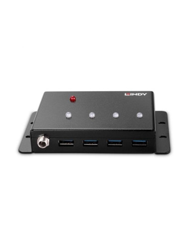 Lindy 43374 hub de interfaz USB 3.2 Gen 1 (3.1 Gen 1) Type-B 5000 Mbit s Negro