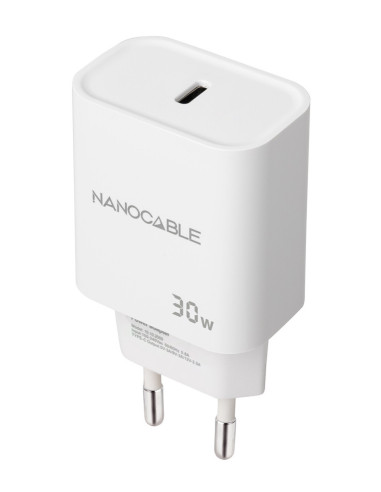 Nanocable Cargador USB-C PD 30W, Blanco