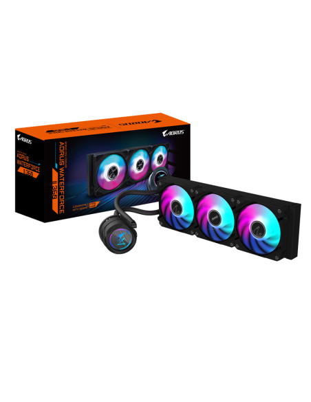 GIGABYTE AORUS WATERFORCE II 360 AIO Refrigerador de CPU líquido - 3x ventiladores ARGB de 120 mm, mecanismo de conexión