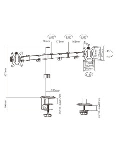 Gembird MA-D2-01 soporte para monitor 81,3 cm (32") Escritorio Negro 2
