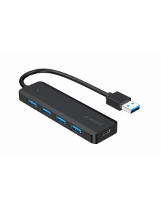 Gembird UHB-U3P4P-02 hub de interfaz USB 3.2 Gen 1 (3.1 Gen 1) Type-A 5000 Mbit s Negro