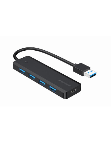 Gembird UHB-U3P4P-02 hub de interfaz USB 3.2 Gen 1 (3.1 Gen 1) Type-A 5000 Mbit s Negro