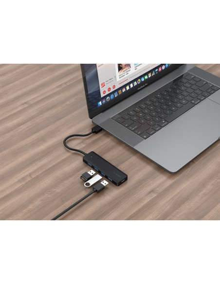 Gembird UHB-U3P4P-02 hub de interfaz USB 3.2 Gen 1 (3.1 Gen 1) Type-A 5000 Mbit s Negro