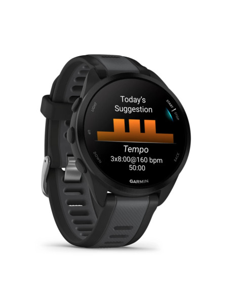 Garmin Forerunner 165 3,05 cm (1.2") AMOLED 43 mm Digital 390 x 390 Pixeles Pantalla táctil Negro GPS (satélite)