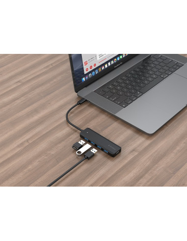 Gembird UHB-CM-U3P4P-01 hub de interfaz USB 3.2 Gen 1 (3.1 Gen 1) Type-C Negro