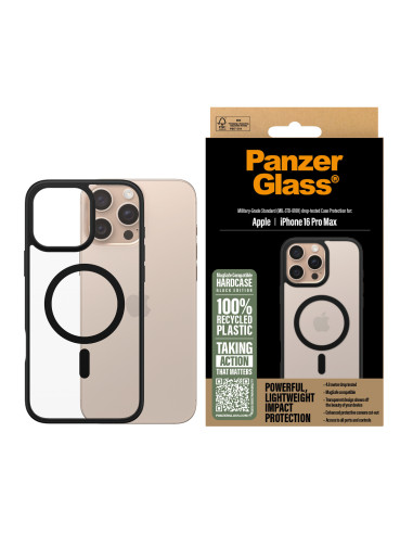 PanzerGlass ® HardCase Transparent w. Black MagSafe & Frame iPhone 16 Pro Max funda para teléfono móvil Negro