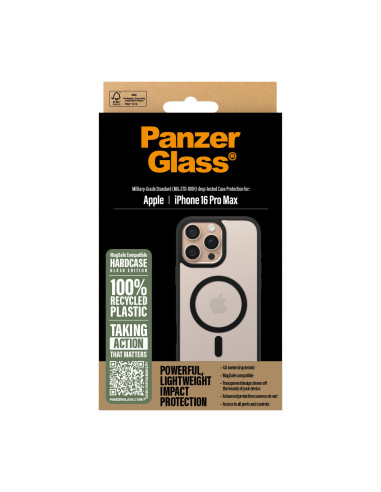 PanzerGlass ® HardCase Transparent w. Black MagSafe & Frame iPhone 16 Pro Max funda para teléfono móvil Negro