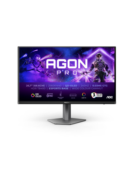 AOC AGON PRO AG276QZD2 pantalla para PC 67,3 cm (26.5") 2560 x 1440 Pixeles Quad HD QD-OLED Negro, Gris