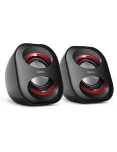 Hama | Altavoces para Ordenador, con conexión USB A y jack 3,5mm, potentes y ligeros, color negro.