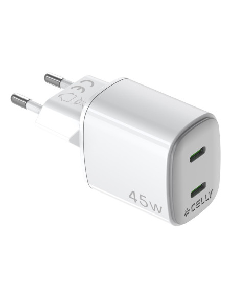 Celly UPTC2USBC45WWH cargador de dispositivo móvil Universal Blanco Corriente alterna Carga rápida Interior