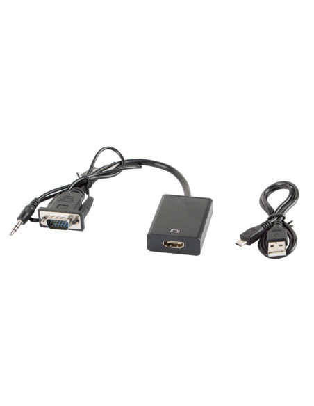 Lanberg AD-0021-BK adaptador de cable de vídeo 0,2 m HDMI tipo A (Estándar) VGA (D-Sub) Negro
