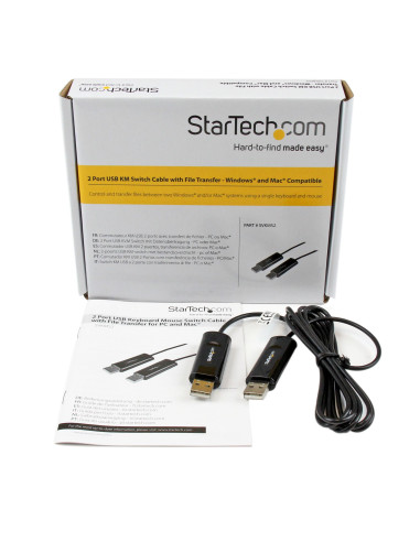 StarTech.com Cable Switch Conmutador KM USB de 2 Puertos con Transferencia de Datos Archivos para Mac o PC