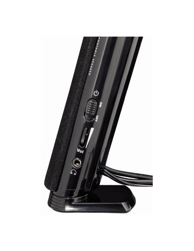 Hama | Altavoz estéreo con conexión USB A y Jack de 3,5mm, control de volumen integrado, color negro.