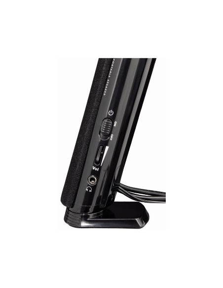 Hama | Altavoz estéreo con conexión USB A y Jack de 3,5mm, control de volumen integrado, color negro.