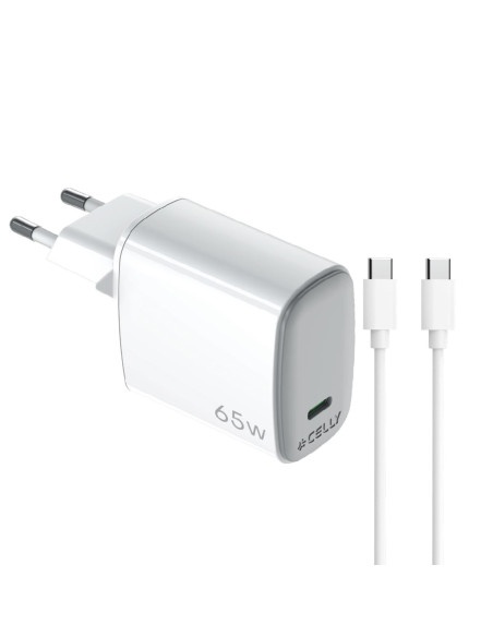 Celly UPTC1USBC65WCTC cargador de dispositivo móvil Smartphone, Tableta Blanco USB Interior