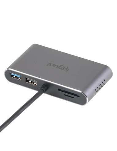 iggual Hub C 8 en 1 2xHDMI 2xUSB 2xSD RJ45 PD100W