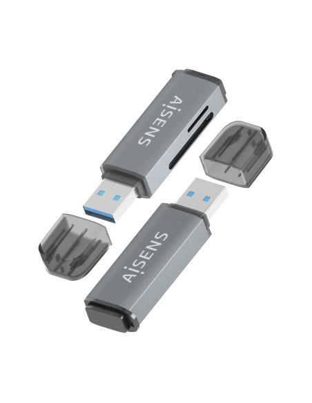 AISENS Lector De Tarjetas SD, Micro SD, MMC, Rs-MMC, MMC Micro, USB-A, Gris