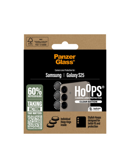 PanzerGlass ® Hoops® Camera Lens Protector Transparent Samsung Galaxy S25 Protector de pantalla 1 pieza(s)