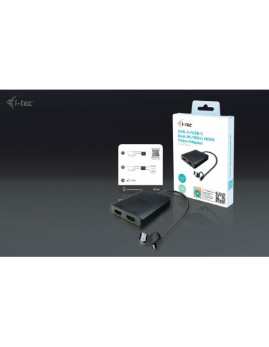 i-tec USB-A USB-C Dual 4K 60 Hz HDMI Video Adapter