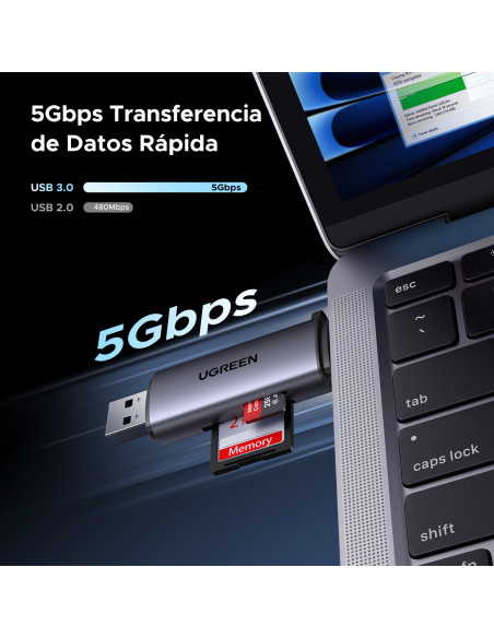 Ugreen 50706 lector de tarjeta USB Micro-USB Plata