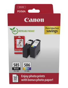 Canon PG-585 CL-586 PVP cartucho de tinta 2 pieza(s) Original Negro, Cian, Magenta, Amarillo