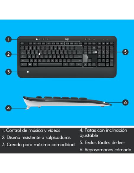 Logitech 920-008680 teclado Ratón incluido Universal RF inalámbrico QWERTY Español Negro, Blanco