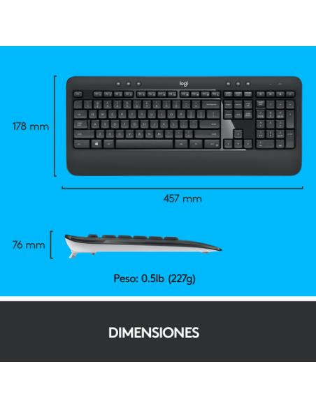 Logitech 920-008680 teclado Ratón incluido Universal RF inalámbrico QWERTY Español Negro, Blanco