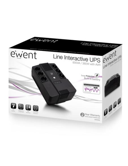 Ewent EW3945 sistema de alimentación ininterrumpida (UPS) Línea interactiva 0,6 kVA 360 W 1 salidas AC