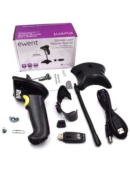 Ewent EW3430 lector de código de barras Lector de códigos de barras portátil 1D LED Negro