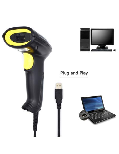 Ewent EW3410 lector de código de barras Lector de códigos de barras portátil 1D/2D LED Negro