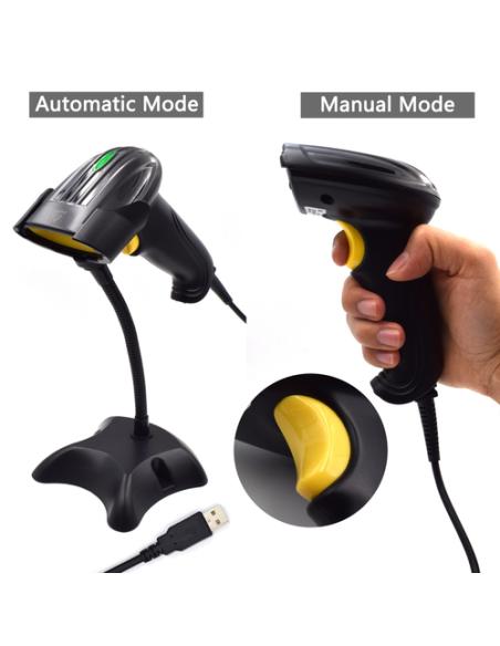 Ewent EW3410 lector de código de barras Lector de códigos de barras portátil 1D/2D LED Negro