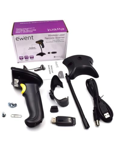 Ewent EW3430 lector de código de barras Lector de códigos de barras portátil 1D LED Negro