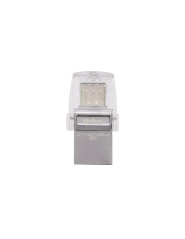 Kingston Technology DataTraveler microDuo 3C 64GB unidad flash USB USB Type-A / USB Type-C 3.2 Gen 1 (3.1 Gen 1) Negro