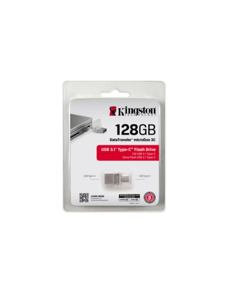 Kingston Technology DataTraveler microDuo 3C 128GB unidad flash USB USB Type-A / USB Type-C 3.2 Gen 1 (3.1 Gen 1) Plata