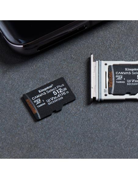 Kingston Technology Canvas Select Tarjeta micSDXC Plus 100R A1 C10 de 512 GB + ADP