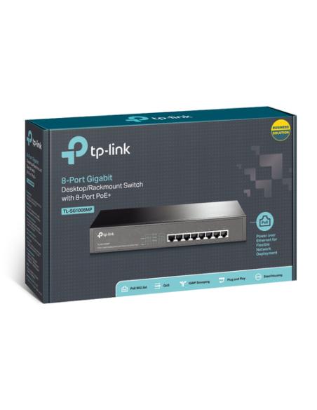 TP-Link TL-SG1008MP No administrado Gigabit Ethernet (10/100/1000) Energía sobre Ethernet (PoE) 1U Negro