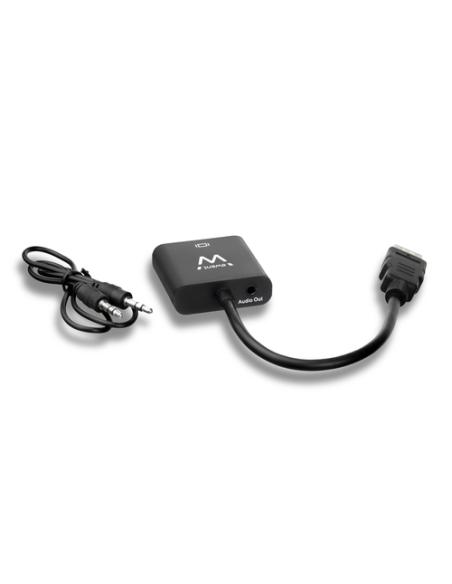 Ewent EW9864 adaptador de cable de vídeo 0,2 m HDMI VGA, 3.5mm Negro