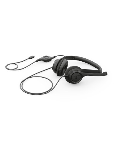 Logitech Auriculares con Cable H390 para PC Portátil, Auriculares Estéreo con Micrófono con Supresión de Ruido, USB-C,