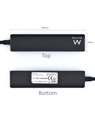 Ewent EW1136 hub de interfaz USB 3.2 Gen 1 (3.1 Gen 1) Type-A 480 Mbit/s Negro