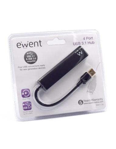 Ewent EW1136 hub de interfaz USB 3.2 Gen 1 (3.1 Gen 1) Type-A 480 Mbit/s Negro