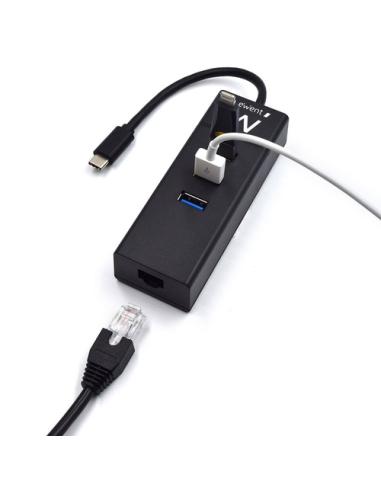 Ewent EW1141 base para portátil y replicador de puertos USB 3.2 Gen 1 (3.1 Gen 1) Type-C Negro