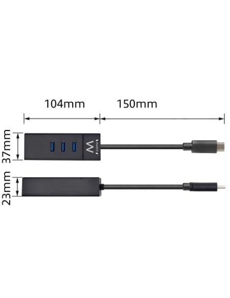 Ewent EW1141 base para portátil y replicador de puertos USB 3.2 Gen 1 (3.1 Gen 1) Type-C Negro