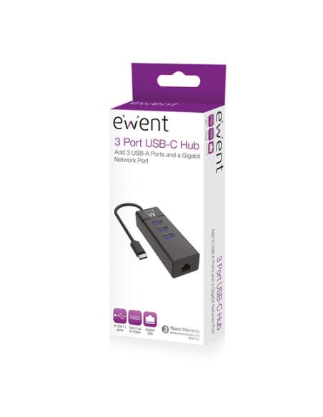 Ewent EW1141 base para portátil y replicador de puertos USB 3.2 Gen 1 (3.1 Gen 1) Type-C Negro