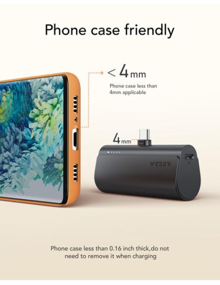 VEGER PlugOn-L VG-W0556 PowerBank 5000mah PD20W Type-C connector built-in